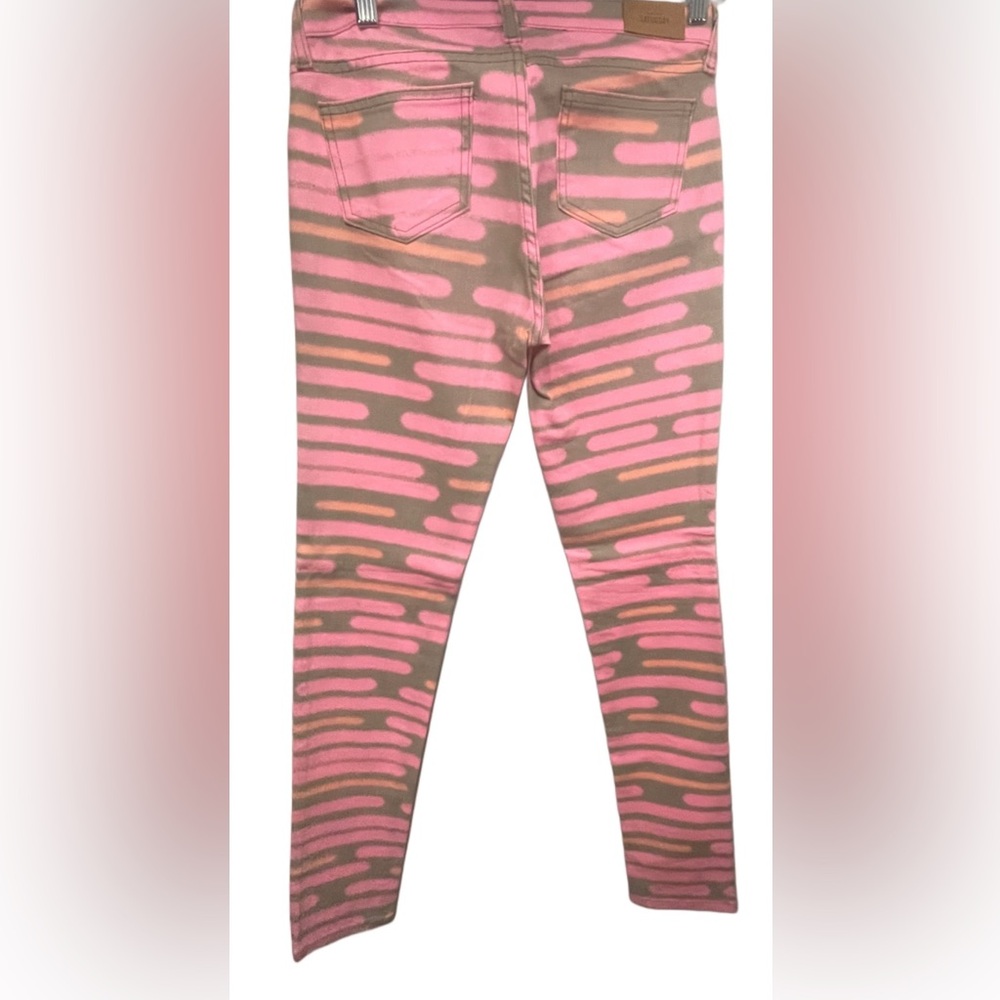KATE SPADE ♠️ Saturday Pink/Brown/Orange Skinny Jeans with Abstract Pattern - Picture 2 of 3
